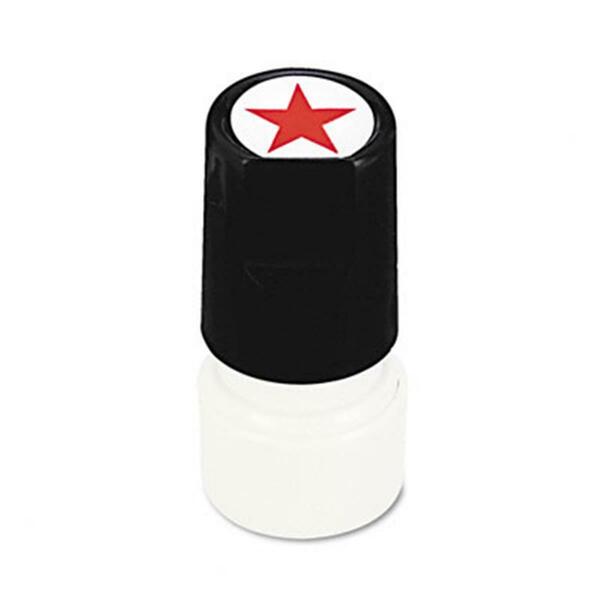 Universal Battery Universal One-Color Round Message Stamp Star Pre-Inked/Re-Inkable Red 10081